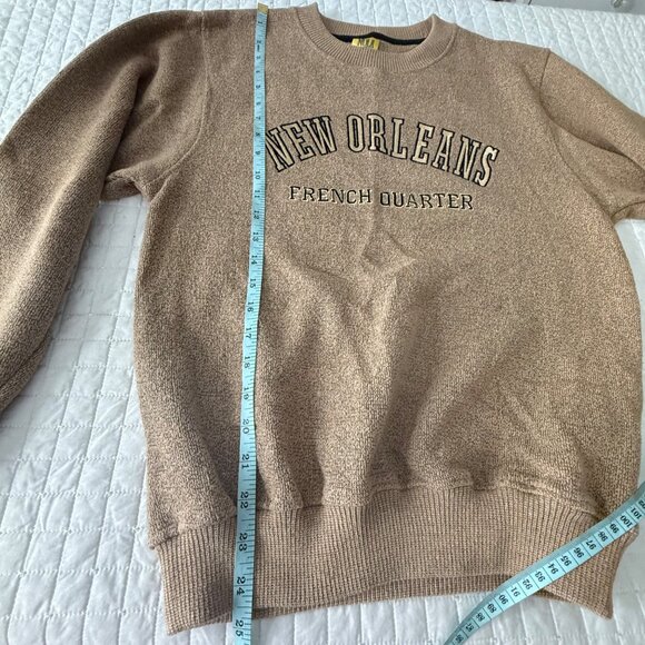 New Orleans French Quarter Brown Crewneck Sweatshirt, M - Picture 4 of 5